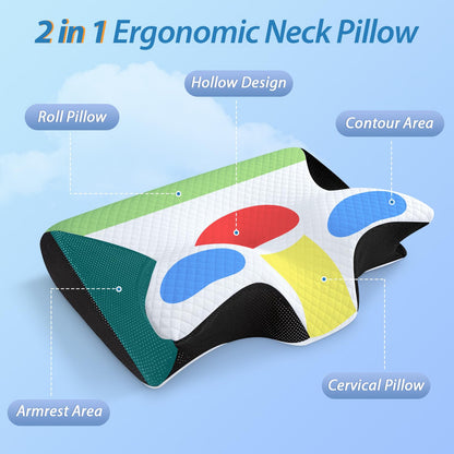 HOMCA Ergonomisches Nackenkissen aus Memory Foam, 60x40 cm, Schwarz