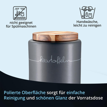 KHG Kartoffel Zwiebel Knoblauch Aufbewahrung 3er Set Keramik Anthrazit