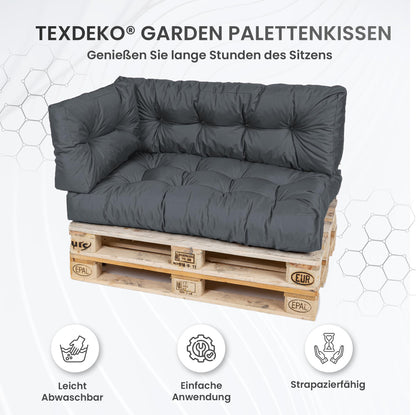 TexDeko Garden Palettenkissen Set 7-tlg., 120 x 80 cm, Anthrazit