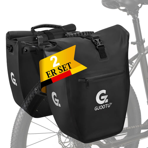 GUOOTU Gepäckträgertasche 2er Set, wasserdicht, 48 L, Schwarz mit Tragegriff und Schultergurt