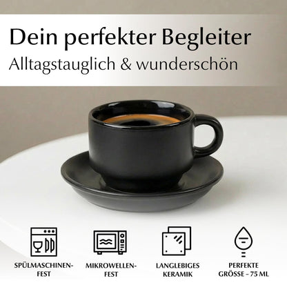 MIAMIO Le Papillon Espressotassen Set 6-teilig mit Untertassen Schwarz