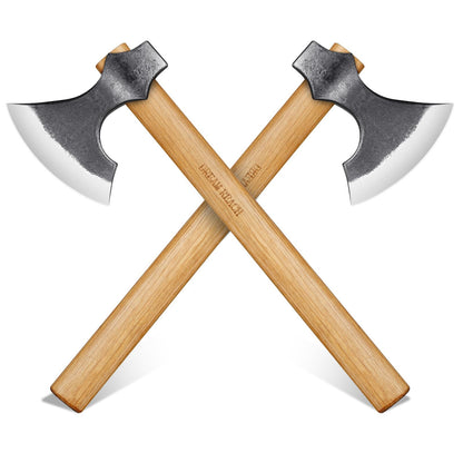 Dream Reach Wikingeraxt Set, 2-teilig, handgeschmiedet mit Holzgriff – Kohlenstoffstahl-Klinge