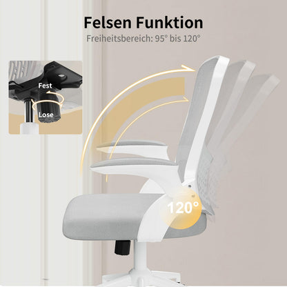 naspaluro Ergonomischer Schreibtischstuhl Drehstuhl - weiss-grau, klappbar