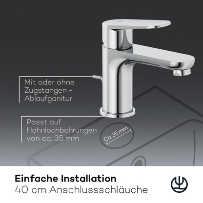 Kludi X1 Waschtischarmatur mit Zugstangen-Ablauf, Chrom, Grösse S