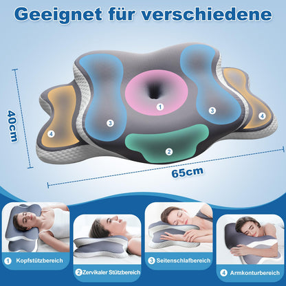 EvenVentric Nackenkissen P-102, ergonomisches Memory-Foam-Kissen, grau