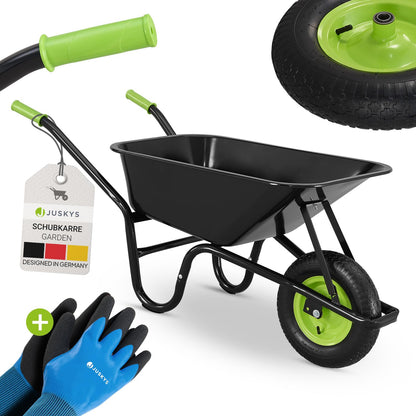 Juskys Garden 100L Schubkarre - verzinkt, Luftreifen Schwarz: Verzinkte 100L-Mulde mit Luftreifen. Für Erde, Sand, Gartenabfälle.