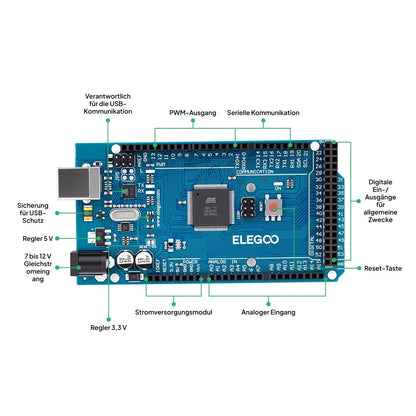 ELEGOO MEGA-R3 Starter Kit für Arduino mit deutschem Tutorial