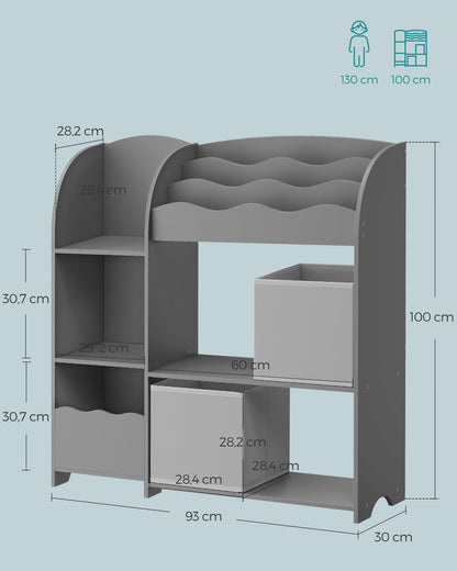 SONGMICS GKR042G01 Kinder Bücherregal - taubengrau mit 2 Boxen