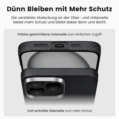 pitaka Ultradünne Aramidfaser Handyhülle iPhone 16 Pro - Schwarz/Grau
