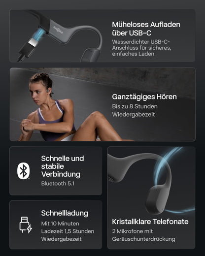SHOKZ OpenRun Open-Ear Knochenschall-Kopfhörer mit Bluetooth