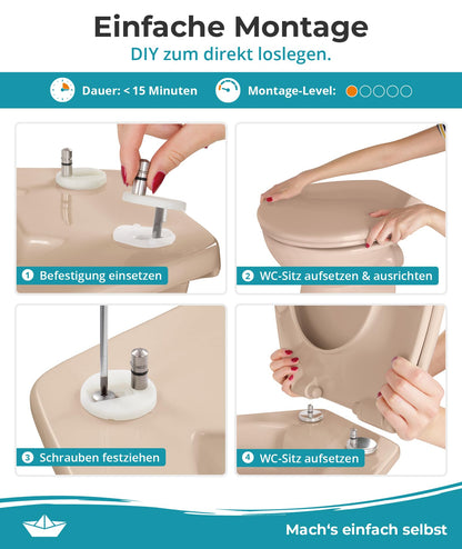 Calmwaters Premium WC-Sitz mit Absenkautomatik, antibakteriell, Beige