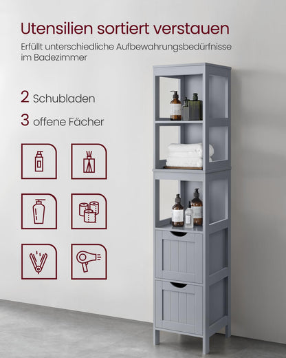 VASAGLE Badezimmerschrank freistehend BBC66G02 - Taubengrau