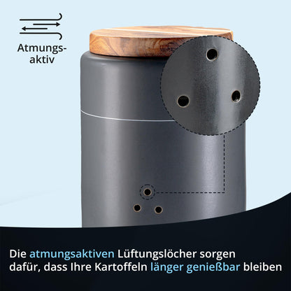 KHG Kartoffel Zwiebel Knoblauch Aufbewahrung 3er Set Keramik Anthrazit