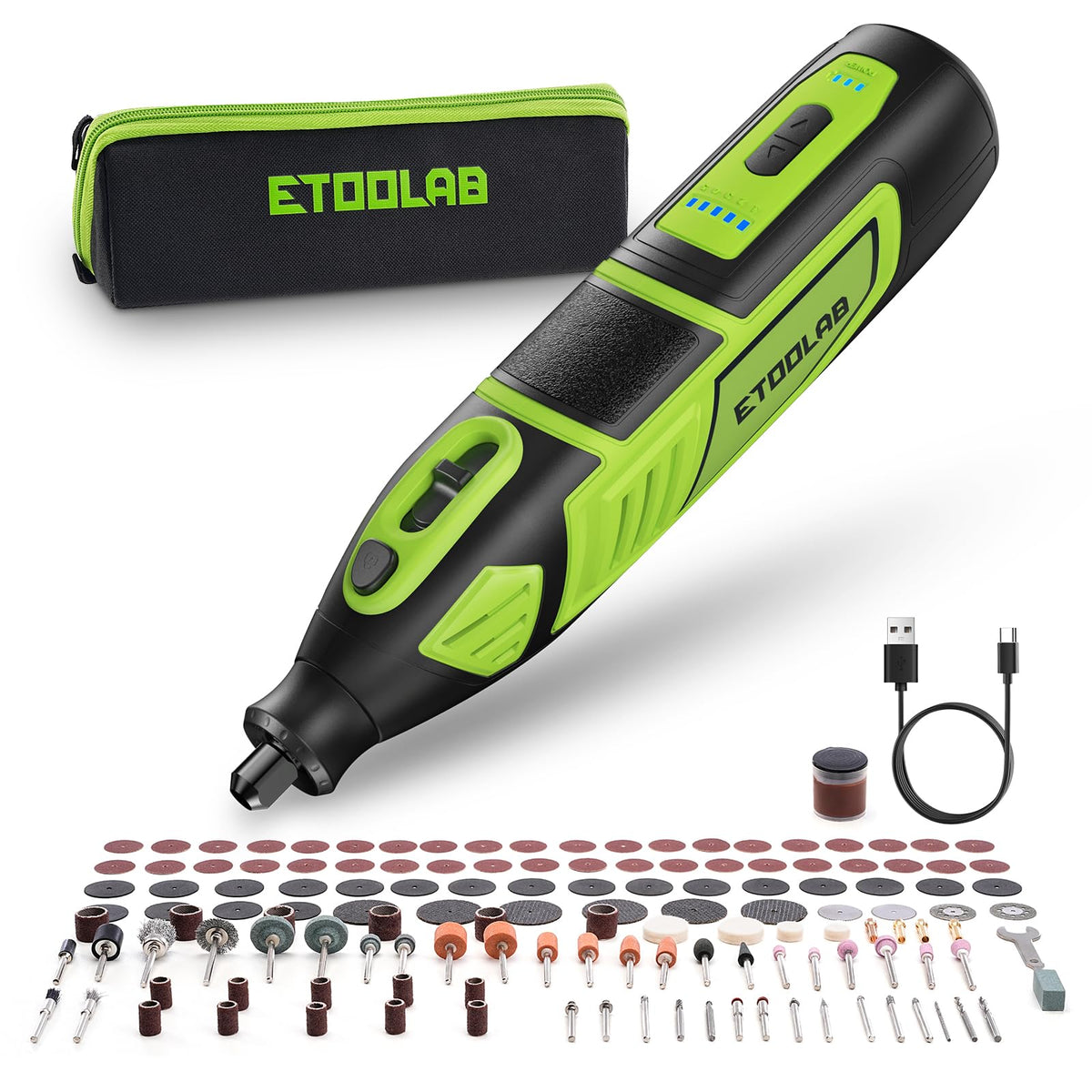 ETOOLAB RT12 Akku-Multifunktionswerkzeug 12V, 140-tlg. Zubehör-Set, kabellos, USB-C-Ladung