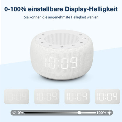 BUFFBEE RS 11 Radiowecker mit UKW-Radio, Nachtlicht und Dimmer, Weiss