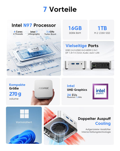 ACEMAGICIAN Vista Mini V1 Mini PC - 16GB RAM 1TB SSD N150 Win11