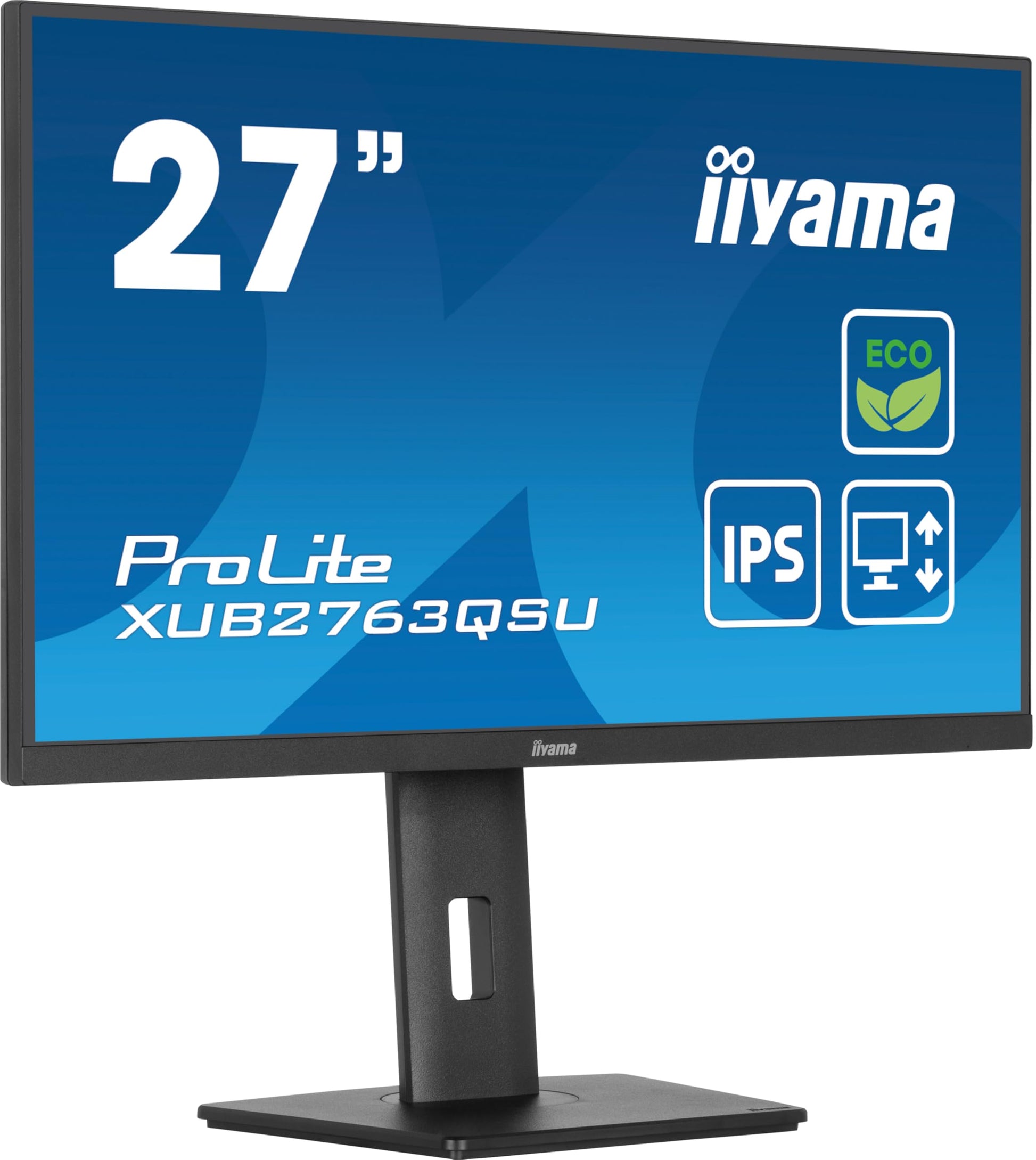 iiyama Prolite XUB2763QSU-B1 Monitor, 27 Zoll WQHD, schwarz. Stellt Bildinhalte flüssig mit 100Hz dar.