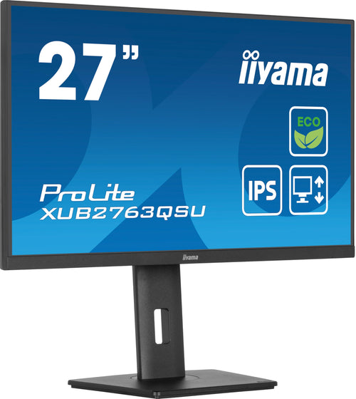iiyama Prolite XUB2763QSU-B1 Monitor, 27 Zoll WQHD, schwarz. Stellt Bildinhalte flüssig mit 100Hz dar.