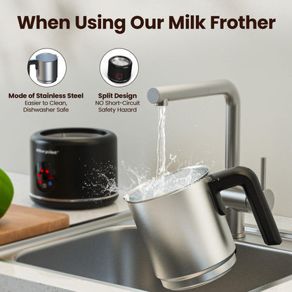 Morpilot Milchaufschäumer Elektrisch 6-in-1 500 ml Edelstahl Schwarz