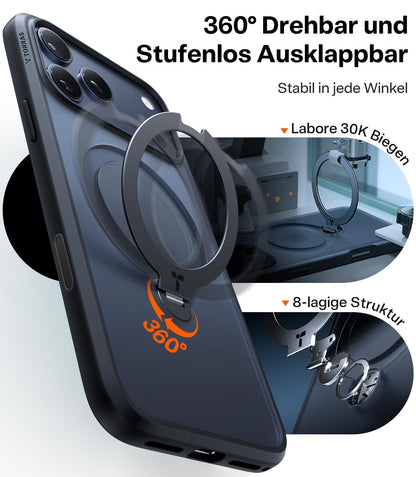 TORRAS Ostand Q3 Spin iPhone 17 Pro Hülle mit 360° Ständer, schwarz
