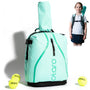 Otaro Kinder Tennisrucksack & Tennistasche - mintgrün. Rucksack-Tasche für Kinder, transportiert Tennisschläger, Bälle und Zubehör.