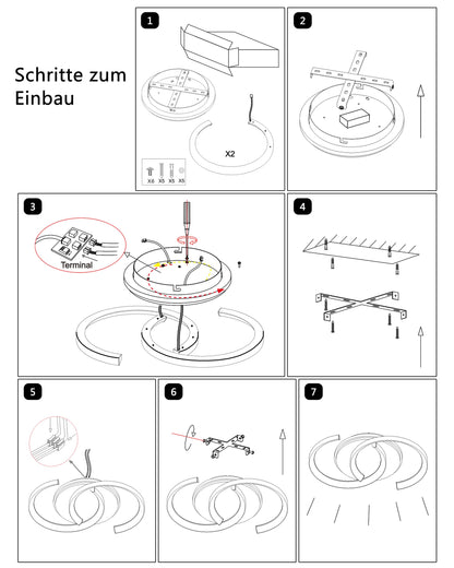 Meloweel LED Deckenleuchte Holz dimmbar 2-Ringe mit Fernbedienung