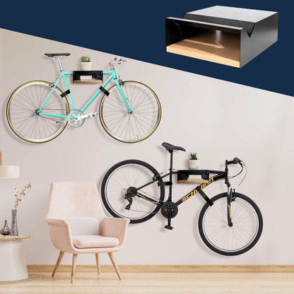 MOSHAY S-Rack Fahrradwandhalterung aus Aluminium und Holz