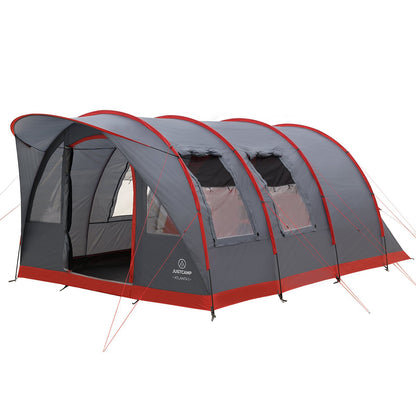 JUSTCAMP Atlanta 5 Tunnelzelt für 5 Personen mit Stehhöhe und Vorraum, Familienzelt für Camping und Festival