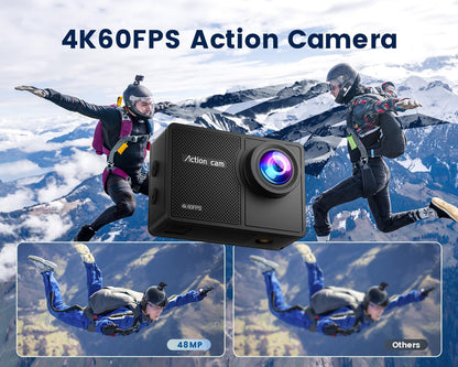 Camlance Action Cam 4K 60FPS wasserdicht mit 64 GB Karte und Zubehör