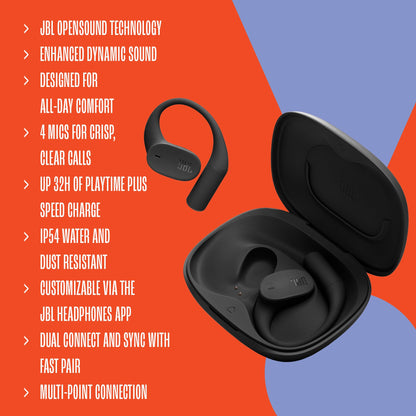 JBL Sense Lite Open-Ear-Kopfhörer mit Ohrbügel, 32 h Akku, schwarz
