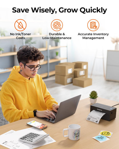 MUNBYN Thermo-Etikettendrucker Bluetooth 130B für Versandetiketten