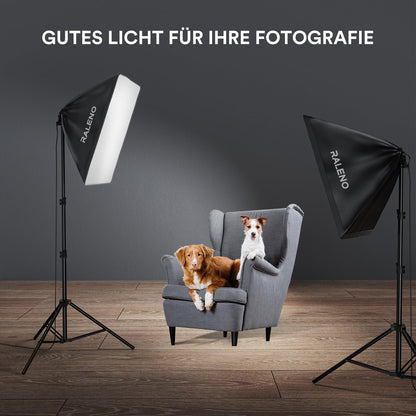 RALENO 2x 50W LED Softbox Fotostudio Set - 50x50 cm
