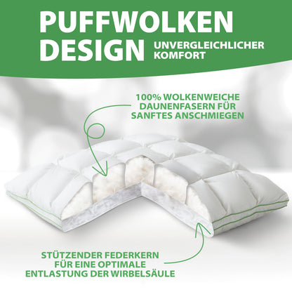 Welldora Premium Kopfkissen – 80x80 cm, Daunen & Federn mittelfest