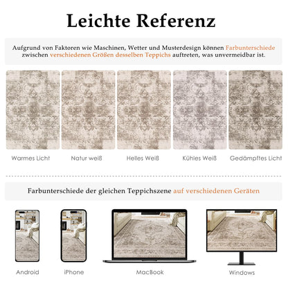 HUGEAR Vintage Teppich Beige 240x300 cm waschbar rutschfest