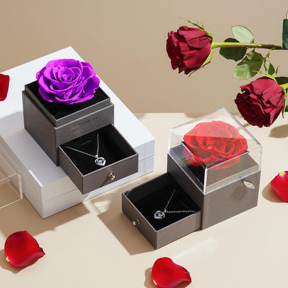 ADDWel Ewige Rose Rot mit Spieluhr und Silberkette 925 Geschenkset