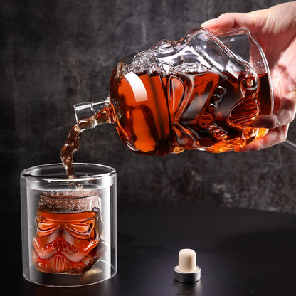 BEYOND MS Whisky Dekanter Set mit 2 Gläsern, 750 ml Karaffe aus Glas