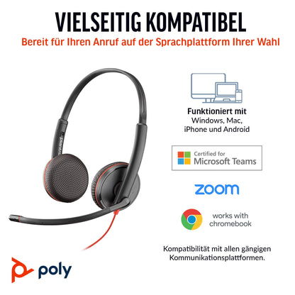 Poly Blackwire 3225 Schnurgebundenes Headset – USB-C/A/3.5mm
