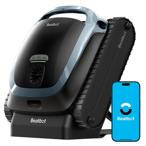 Beatbot AquaSense 2 Akku Poolroboter. Kompakt, blau-grau. Reinigt autonom Poolboden und -wände.