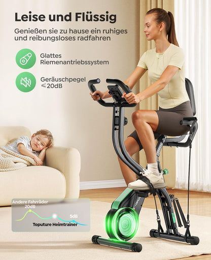 Toputure TEB4 Heimtrainer klappbar, 5-in-1 Ergometer mit App