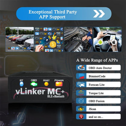 vLinker MC+ OBD2 Bluetooth Scanner Diagnosegerät für iPhone & Android