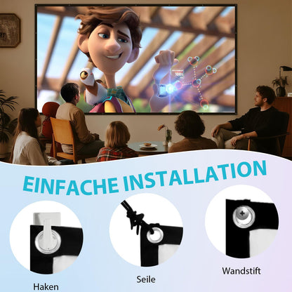 LEORFI Beamer Leinwand 150 Zoll Outdoor, 16:9, faltbar, waschbar