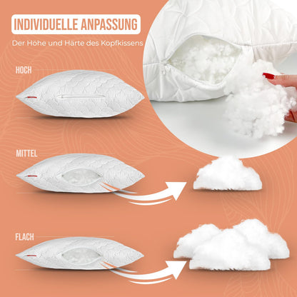 Softimi Kopfkissen 50x90 cm im 2er Set, antiallergisch, einstellbar