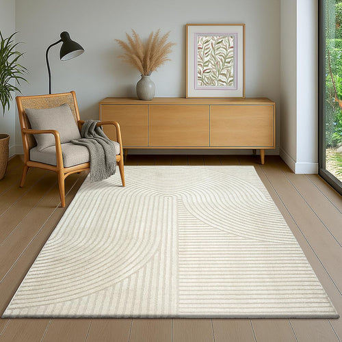 The Carpet Everest Kurzflor Teppich - Creme 160x230 cm. Creme, rechteckig. Zur Raumgestaltung und Fußwärme.