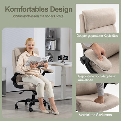 CASTLOVE Ergonomischer Bürostuhl - Stoff Beige 150kg