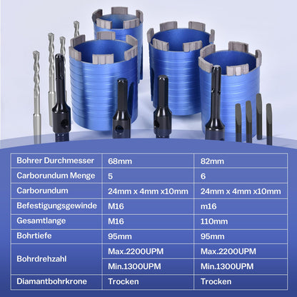 XIIW Diamant Dosensenker 68 mm SDS Plus Bohrkrone Turbo M16