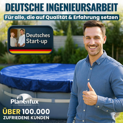 Planenfux 2-in-1 Poolabdeckung Rundplane für Pool Ø 500-550 cm