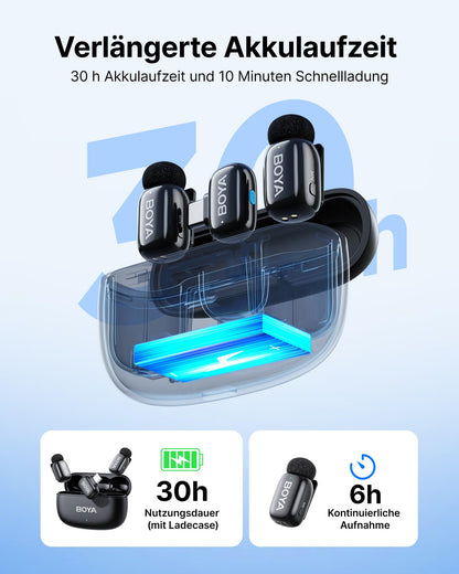 BOYA MINI 2 Kabelloses Lavalier-Mikrofon für iPhone und Android