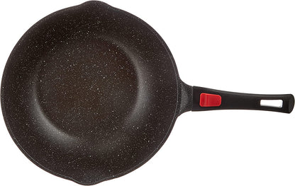 Kamberg Wok 30 cm Aluminiumguss mit Glasdeckel und abnehmbarem Griff