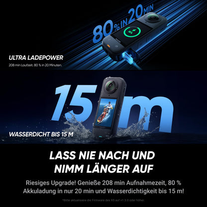 Insta360 X5 Must-Have-Bundle – 8K 360° Action Cam, wasserdicht
