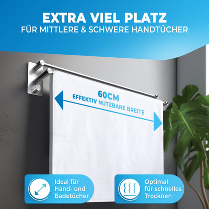 LOBUX Handtuchhalter ohne Bohren, 60 cm, Edelstahl rostfrei, doppelt